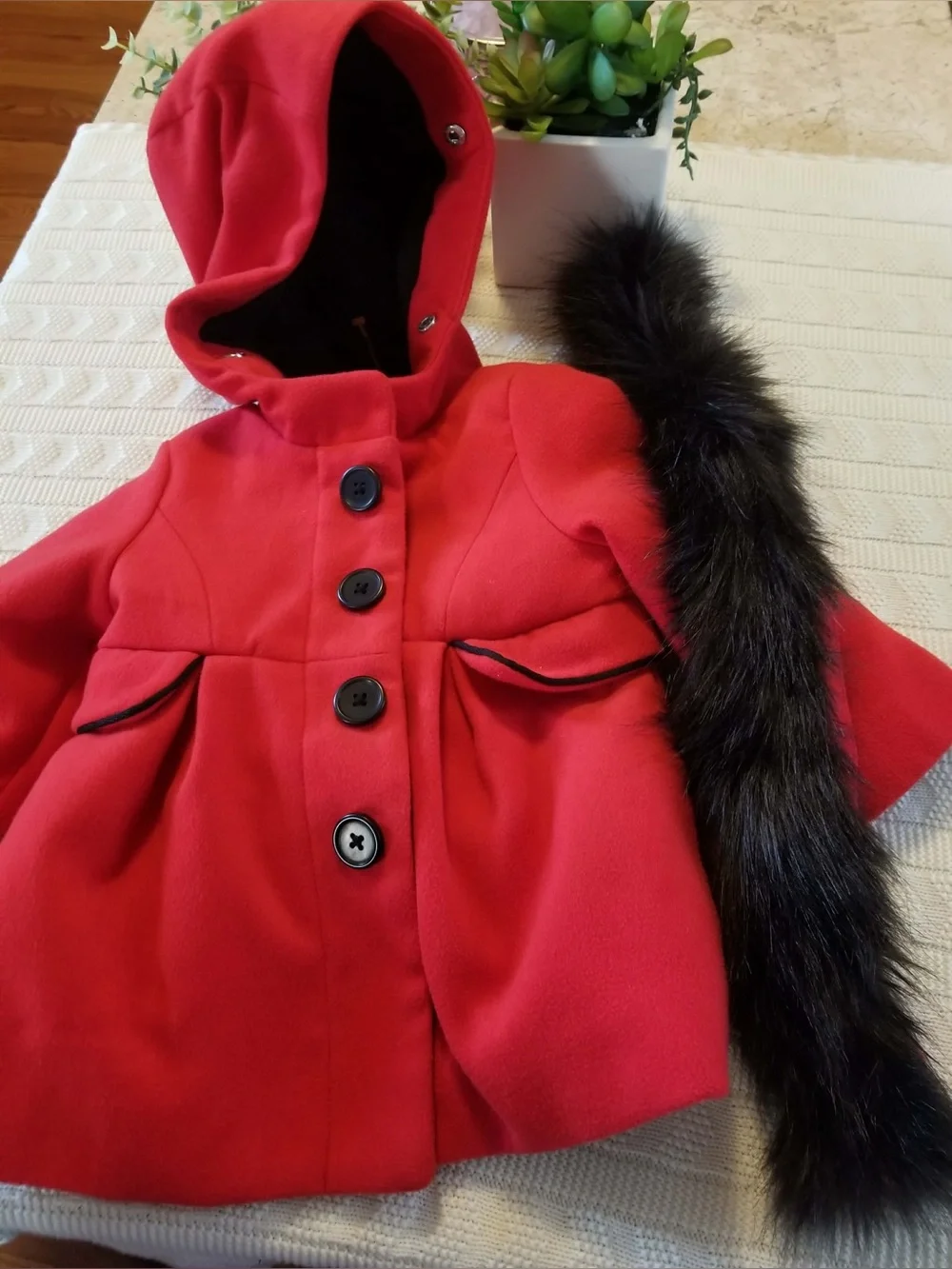 Cat & Jack Red Hooded Pea Coat for Kids